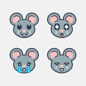 Set of Cute Mouse Stickers