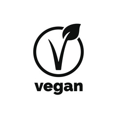 Vegan icon logo isolated on white background
