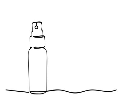 recommend clip art: spray or sanitizer bottle single one line art, continuous