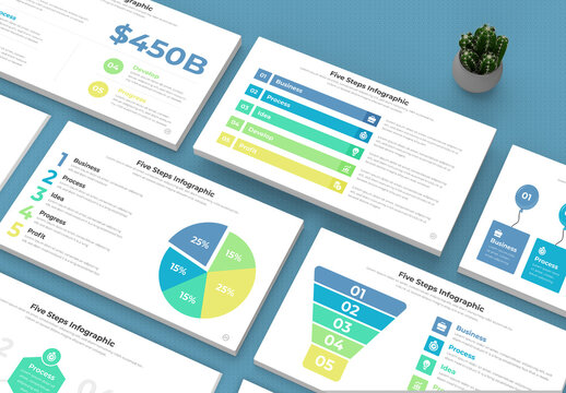 Five Steps Business Statistics Infographic Layout