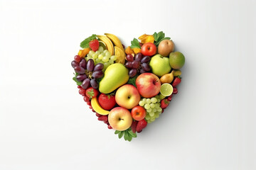 Heart formed with fruits, AI generated