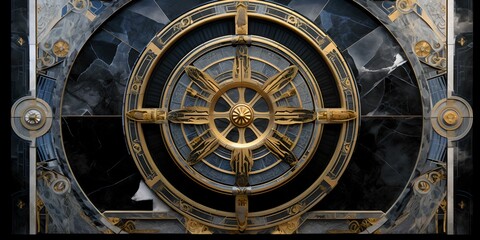 Obraz premium a close up of a gold and black clock