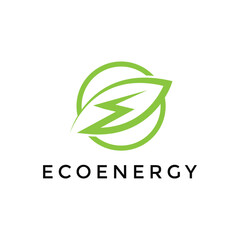 Fototapeta premium eco energy with leaf modern logo design template