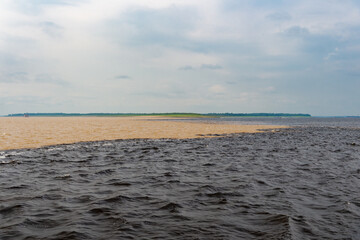 nature waterscape as travel destination, manaus. nature waterscape of amazon and rio negro rivers