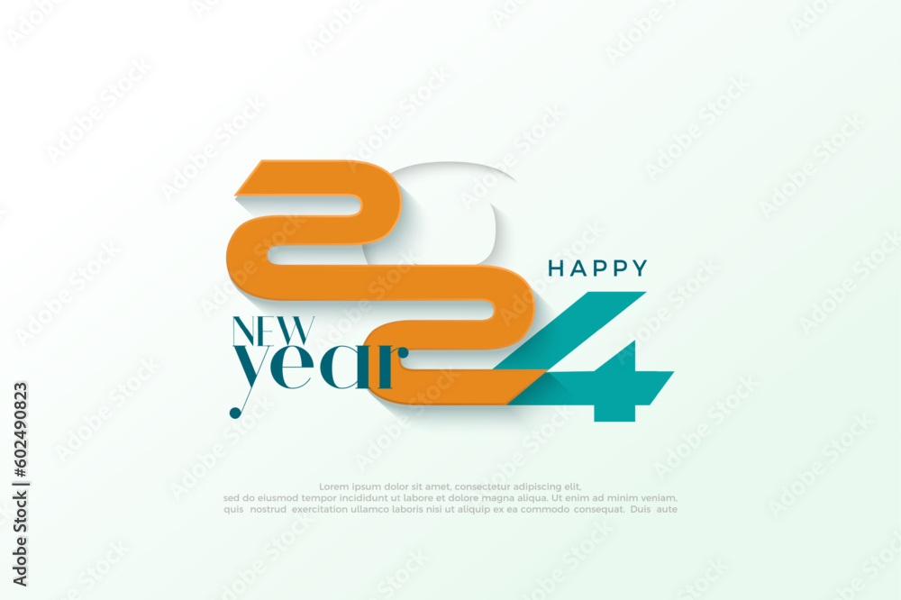 Wall mural modern 2024 number design. with bold font and balanced colors. premium vector design for greeting an