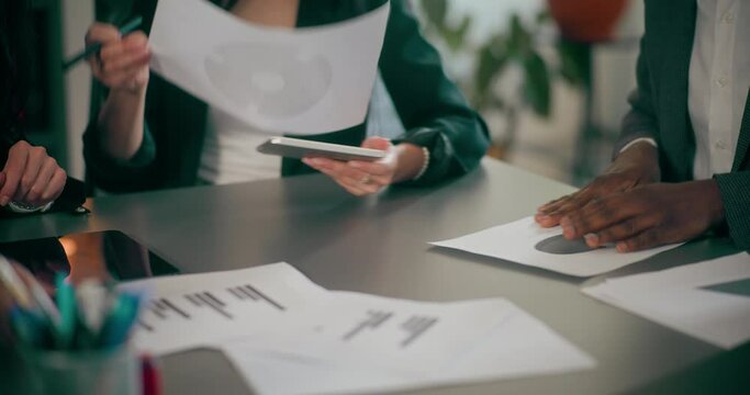 Corporate employees during meeting in office discussing topics related to sales