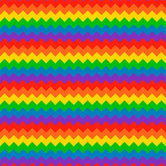 Seamless Pattern Background BG Rainbow Zig Zag Pride Month. Multicolored LGBT LGBTQIA. Colorful Zigzag Shape. LGBT+ Geometric Wallpaper.