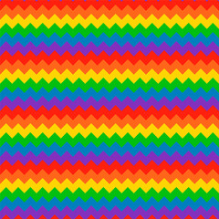 Seamless Pattern Background BG Rainbow Zig Zag Pride Month. Multicolored LGBT LGBTQIA. Colorful Zigzag Shape. LGBT+ Geometric Wallpaper.