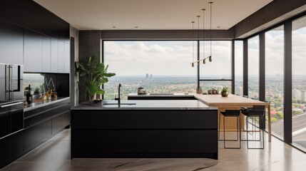 Modern Kitchen overlooking city