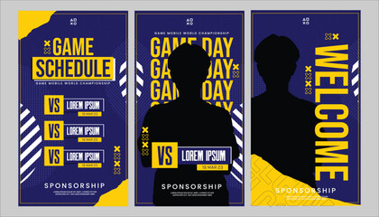 banner template for esports team with tournament logo, sponsor, team logo,versus for social media