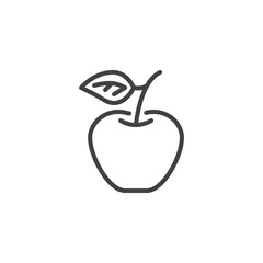 Apple with leaf line icon