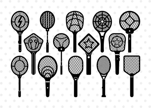 Electric Fly Swatter Silhouette, Electric Fly Swatter SVG, Zapper Racket Svg, Mosquito Killer Svg, Electric Fly Swatter Bundle, SB00941