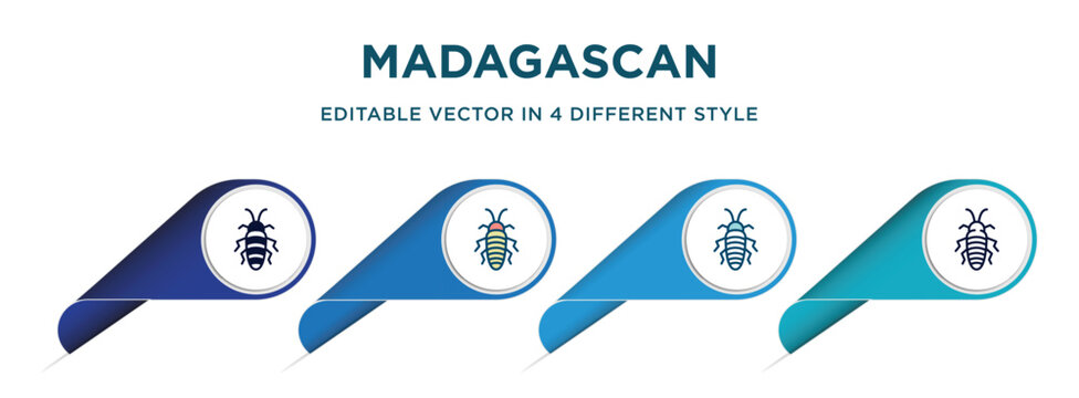 madagascan icon in 4 different styles such as filled, color, glyph, colorful, lineal color. set of vector for web, mobile, ui