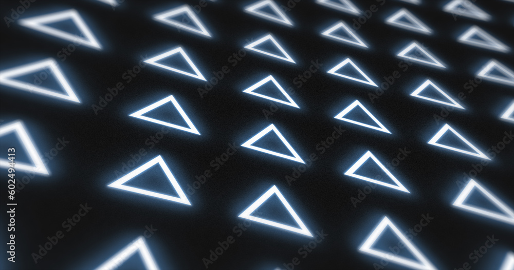 Aufkleber abstract pattern of glowing geometric triangles futuristic hi-tech black background