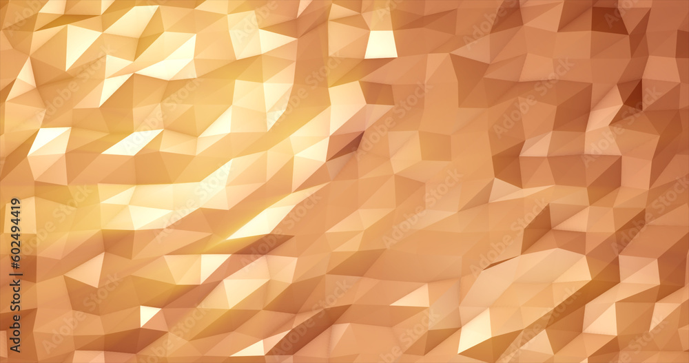 Poster abstract yellow gold low poly triangular mesh background