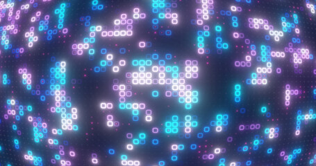 Abstract blue energy squares glowing digital particles futuristic hi-tech background