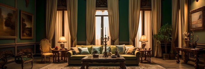 a living room filled with furniture and a large window