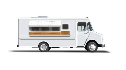 Blank food truck concept - fictional and imaginary food truck mockup ready for your branding. Created by generative AI