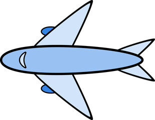 Blue airplane travel transport doodle icon PNG