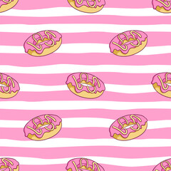 colorful seamless pattern donut with doodle style