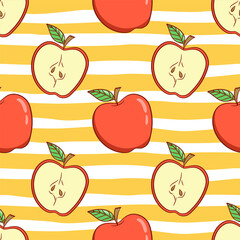 colorful seamless pattern apple with doodle style