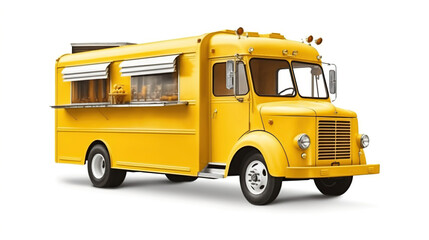 Obraz na płótnie Canvas Blank food truck concept - fictional and imaginary food truck mockup ready for your branding. Created by generative AI