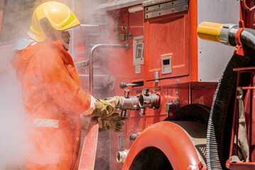 This crucial step in the firefighting process ensures that the fire hose is ready for immediate use...