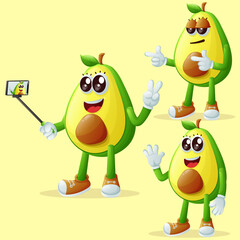 Cute avocado characters as narcissistic