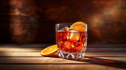 Negroni cocktail drink. Generative Ai