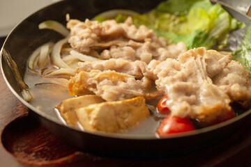 Vegetable meat hot pot, Korean food	