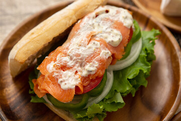 Salmon and Vegetable Sandwich