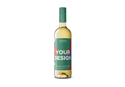 Mockup of customizable screwtop wine bottle and label available against customizable color background