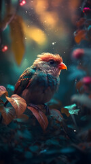 Fototapeta premium Exotic colourful animals in magical exotic tropical garden