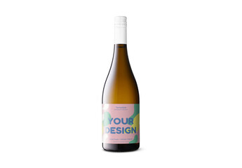 Mockup of customizable screwtop wine bottle and label available against customizable color background