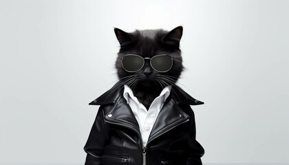 black cat in suit e. ai generative