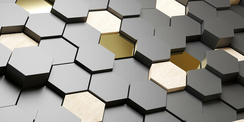 an abstract wall made of hexagonal shapes 3d render illustration