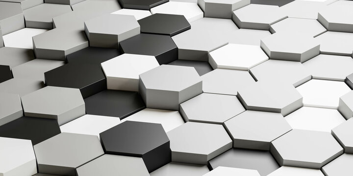 a geometric abstract art sculpture made of black and white cubes 3d render illustration