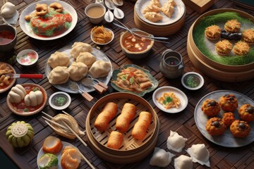 Chinese Dim Sum Meal Background Image