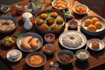 Chinese Dim Sum Meal Background Image