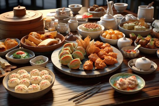 Chinese Dim Sum Meal Background Image