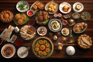 Fototapeta na wymiar Chinese Dim Sum Meal Background Image