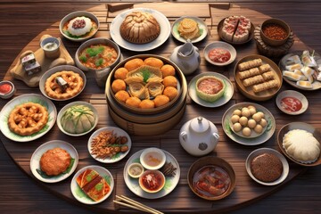 Obraz na płótnie Canvas Chinese Dim Sum Meal Background Image
