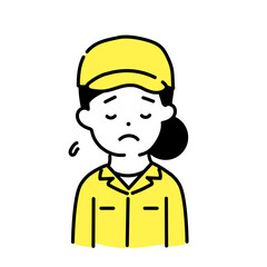 かわいい人物のイラストシリーズ _ 作業員の女性 _ 俯く