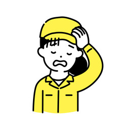 かわいい人物のイラストシリーズ _ 作業員の女性 _ 疲れた