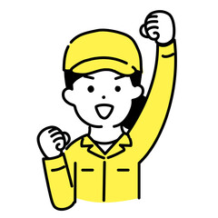 かわいい人物のイラストシリーズ _ 作業員の女性 _ 応援