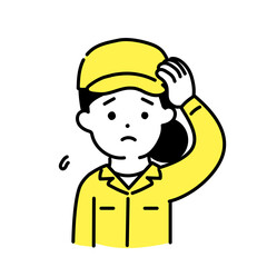 かわいい人物のイラストシリーズ _ 作業員の女性 _ 困る