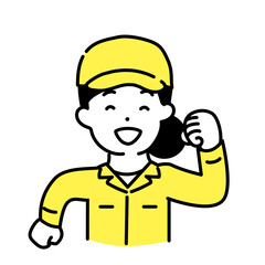 かわいい人物のイラストシリーズ _ 作業員の女性 _ 歩く