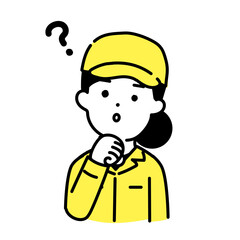 かわいい人物のイラストシリーズ _ 作業員の女性 _ 疑問