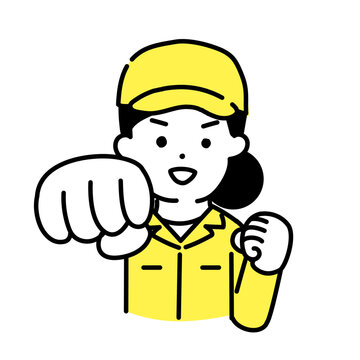 recommend clip art: かわいい人物のイラストシリーズ _ 作業員の女性 _ パンチ