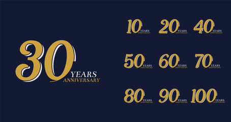 Golden anniversary logo collections. Birthday number for celebration moment with luxury style
